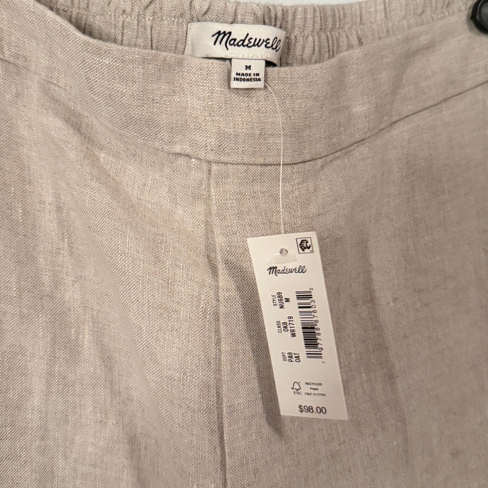 NWT Madewell The Easy Pull-on Pant in 100% Linen Women’s size M - Picture 14 of 16